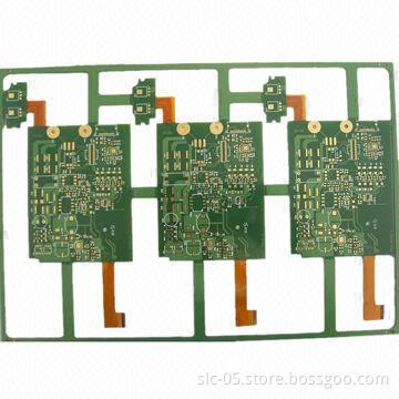 10-layer Rigid-flex PCBs, 1.6mm board thickness and ENIG surface finish, with green solder mask